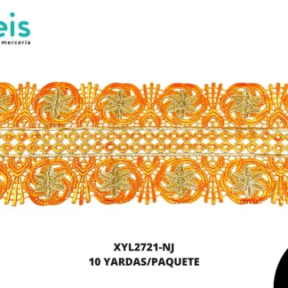 GUIPIUR BORDADO DECORADO XYL2721-NJ NARANJA 15 CM 10 YARDAS/PAQUETE