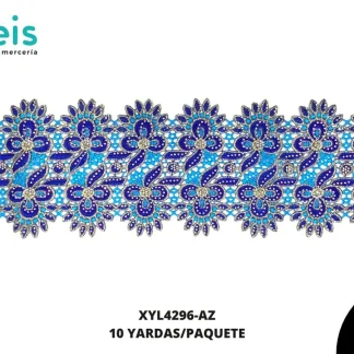 GUIPIUR BORDADO DECORADO XYL4296-AZ AZUL 13 CM 13 YARDAS/PAQUETE