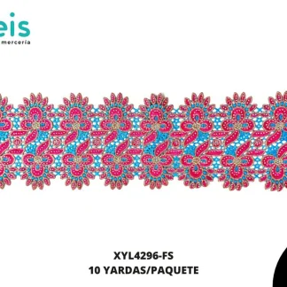 GUIPIUR BORDADO DECORADO XYL4296-FS FIUSHA 13 CM 13 YARDAS/PAQUETE