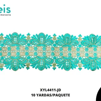 GUIPIUR BORDADO DECORADO XYL4411-JD JADE 11.7 CM 10 YARDAS/PAQUETE