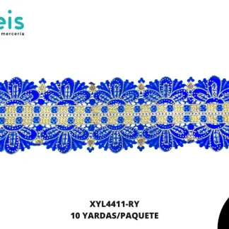 GUIPIUR BORDADO DECORADO XYL4411-RY REY 11.7 CM 10 YARDAS/PAQUETE