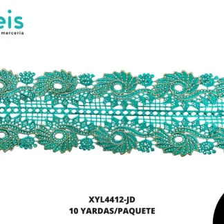 GUIPIUR BORDADO DECORADO XYL4412-JD JADE 12 CM 10 YARDAS/PAQUETE