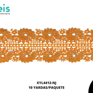 GUIPIUR BORDADO DECORADO XYL4412-NJ NARANJA 12 CM 10 YARDAS/PAQUETE
