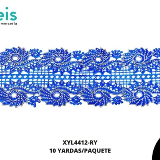 GUIPIUR BORDADO DECORADO XYL4412-RY REY 12 CM 10 YARDAS/PAQUETE