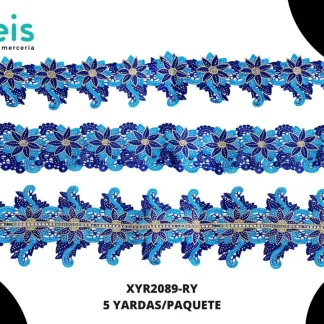 GUIPIUR BORDADO DECORADO XYR2089-RY REY SET 3 PZ 5 YARDAS/PAQUETE