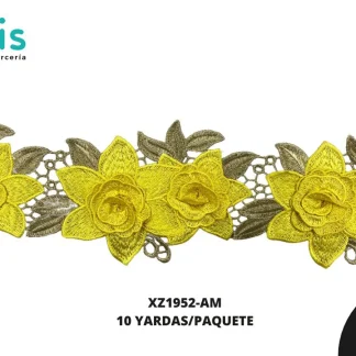 GUIPIUR BORDADO 3D XZ1952-AM AMARILLO 11.5 CM 10 YARDAS/PAQUETE