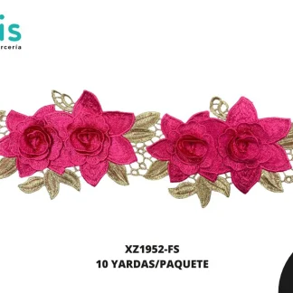 GUIPIUR BORDADO 3D XZ1952-FS FIUSHA 11.5 CM 10 YARDAS/PAQUETE