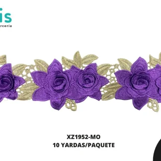 GUIPIUR BORDADO 3D XZ1952-MO MORADO 11.5 CM 10 YARDAS/PAQUETE