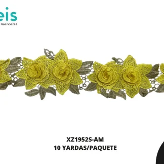 GUIPIUR BORDADO DECORADO XZ1952S-AM AMARILLO 11.5 CM 10 YARDAS/PAQUETE