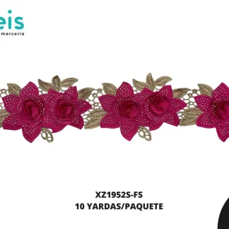 GUIPIUR BORDADO DECORADO XZ1952S-FS FIUSHA 11.5 CM 10 YARDAS/PAQUETE