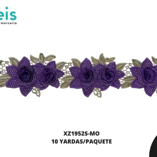 GUIPIUR BORDADO DECORADO XZ1952S-MO MORADO 11.5 CM 10 YARDAS/PAQUETE GRANDE
