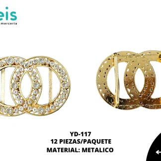HERRAJE METALICO LISO YD-117 12 PZ/PQT KC DORADO