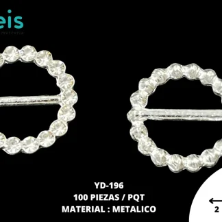 HERRAJE METAL REDONDO YD-196 100 PZ/PQT PLATA