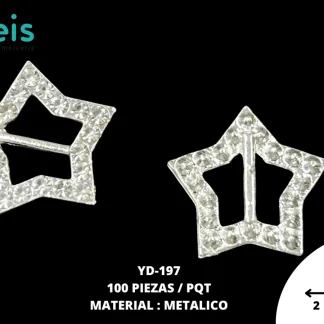 HERRAJE METAL ESTRELLA YD-197 100 PZ/PQT PLATA