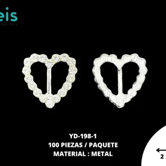HERRAJE METAL CORAZON YD-198-1 100 PZ/PQT PLATA