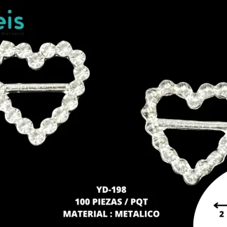HERRAJE METAL CORAZON YD-198 100 PZ/PQT PLATA