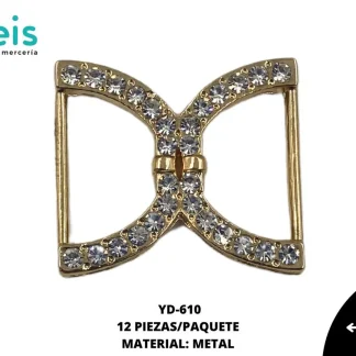 HEBILLA TIPO MOÑO YD-610 DORADO CRISTAL