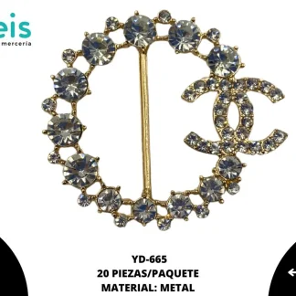 HEBILLA METALCON PEDRERIA CHANEL YD-665 DORADO CRISTAL