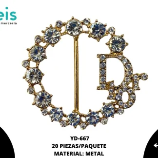 HEBILLA METAL CON PEDRERIA PICOS CHANEL YD-6667 DORADO CRISTAL