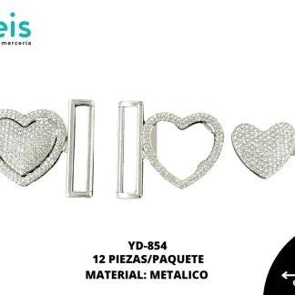 HEBILLA METALICA 4.0 CM YD-854 12 PZ/PQT NIQUEL+CRISTAL