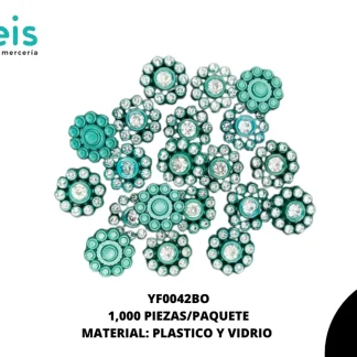 REMACHES PLASTICO FLOR YF0042BO 14.5mm 1,000 PZ/PQT BOTELLA