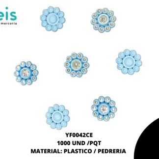 REMACHES PLASTICO FLOR YF0042CE 14.5mm 1,000 PZ/PQT CIELO