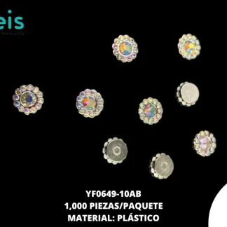 REMACHES PLASTICO FLOR YF0649-10AB 10mm 1,000 PZ/PQT PLATA/BOREAL