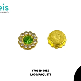 REMACHES PLASTICO FLOR YF0649-10ES 10mm 1,000 PZ/PQT DORADO/ESMERALDA