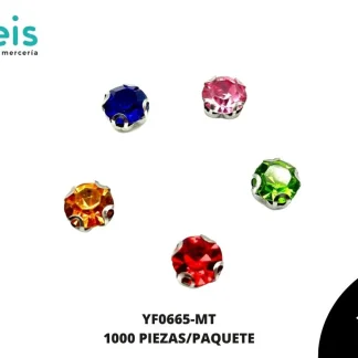 REMACHES METAL PIEDRA COSTURA YF0665-MT 6mm 1,000 PZ/PQT MULTICOLOR