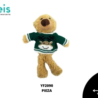 MINI PELUCHE OSO CAFÉ CAMISA VERDE REF: YF2090