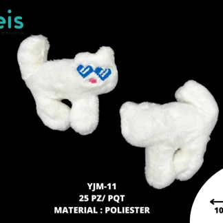 MINI PELUCHE GATO LENTES 25 PZ/PQT BLANCO
