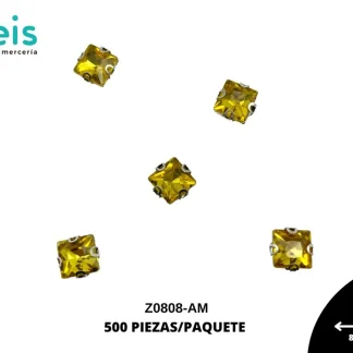 REMACHES METAL PIEDRA COSTURA CUADRO Z0808-AM 8mmX8mm 500 PZ/PQT AMARILLO