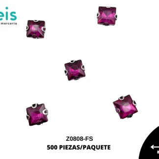 REMACHES METAL PIEDRA COSTURA CUADRO Z0808-FS 8mmX8mm 500 PZ/PQT FUCSIA