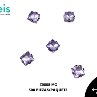 REMACHES METAL PIEDRA COSTURA CUADRO Z0808-MO 8mmX8mm 500 PZ/PQT MORADO