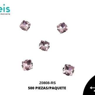 REMACHES METAL PIEDRA COSTURA CUADRO Z0808-RS 8mmX8mm 500 PZ/PQT ROSA