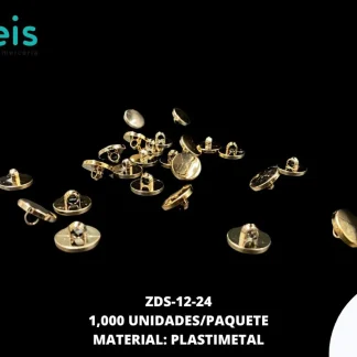 BOTON PLASTICO PLANO 24L ZDS-12-24 1000 PZ/PQT DORADO UV