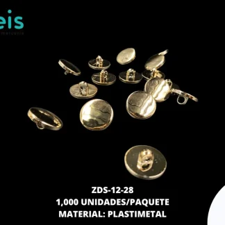 BOTON PLASTICO PLANO 28L ZDS-12-28 1000 PZ/PQT DORADO UV