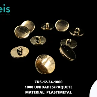 BOTON PLASTICO PLANO 34L ZDS-12-34-1000 1000 PZ/PQT DORADO UV