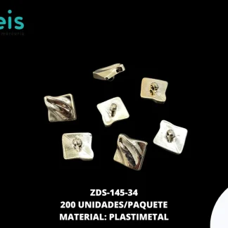 BOTON PLASTICO PATA CUADRADO AMORFO 34L 200 PZ/PAQ
