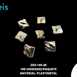 BOTON PLASTICO PATA CUADRADO AMORFO 40L 100 PZ/PAQ