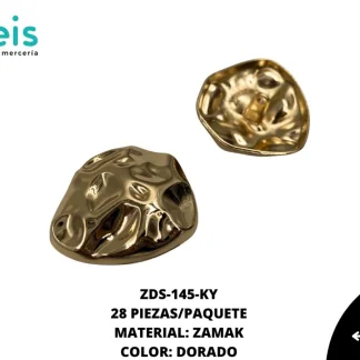 BOTON Y PLACA ZAMACK AMORFO ZDS-145 100 PZ/PQT DORADO UV