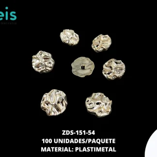 BOTON PLASTICO PATA AMORFO DORADO 54L 100 PZ/PAQ