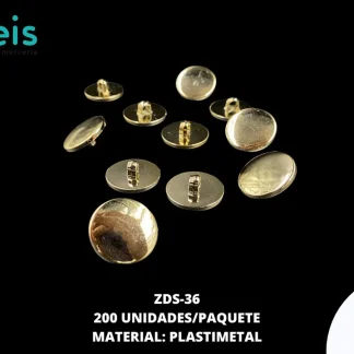 BOTON PLASTICO PATA ZDS-36 36L 200PZ/PQT ORO ROSADO