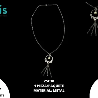 COLLAR METAL C/PERLA 10cmX4cm ZSC30 1 PZ/PQT DORADO