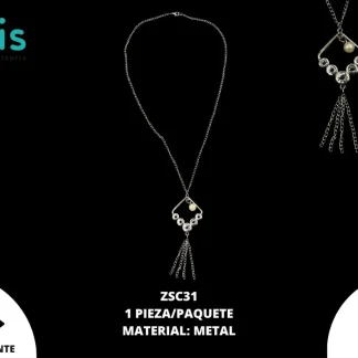 COLLAR METAL C/PERLA 10cmX4cm ZSC31 1 PZ/PQT DORADO