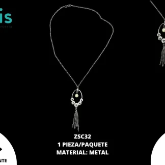 COLLARES C/PERLA 11cmX3.6cm ZSC32 1 PZ/PQT DORADO