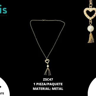COLLAR CORAZÓN ZSC47 1 PZ/PQT DORADO