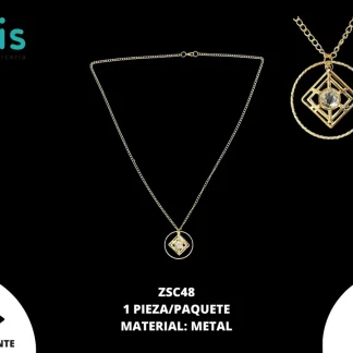 COLLAR CON PIEDRA ZSC48 1 PZ/PQT DORADO