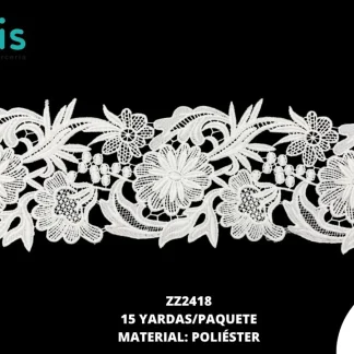 GUIPIUR POLIESTER BRILLOSO PLANO ZZ2418 BLANCO 15 YARDAS/PAQUETE