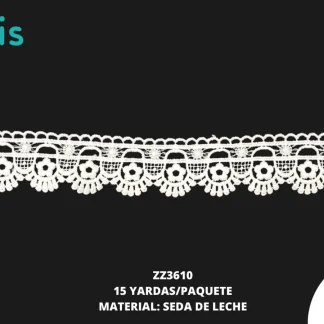 GUIPIUR SEDA DE LECHE 3.8 CM ZZ3610 15 YAD/PZ BLANCO